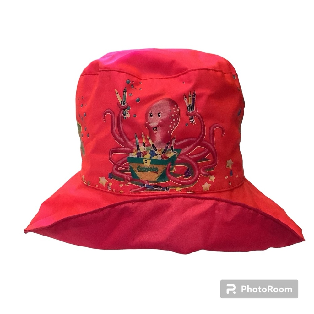 Vintage 2001 Crayola Kids Bucket Vinyl Rain Hat Size 4 And Over By Binney &Smith